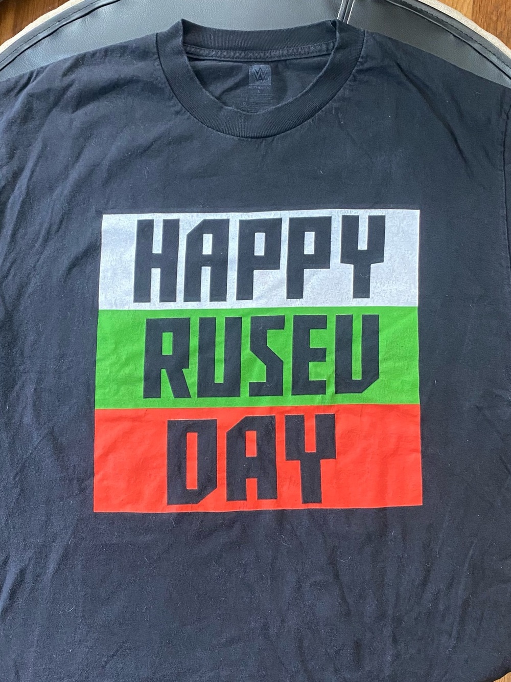 WWE Happy Rusev Day Graphic Tee - Black with White, Green, Red Print